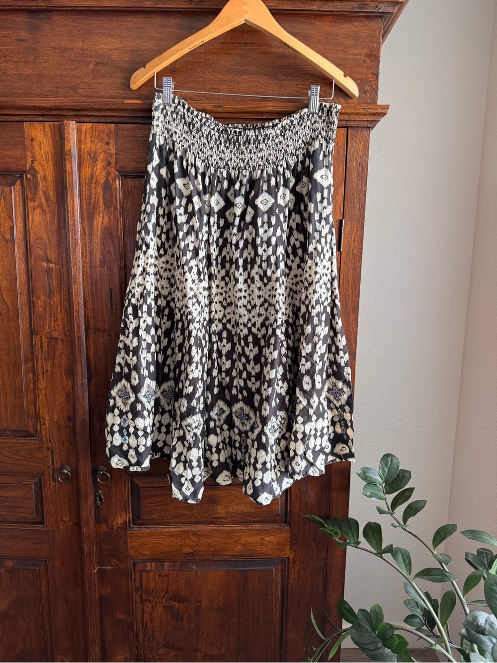 Style & Co. Beaded Midi Skirt Smocked Waist